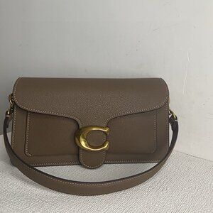 COACH Tabby Shoulder Bag 20 Polished Pebble Leather Brass Dark Stone